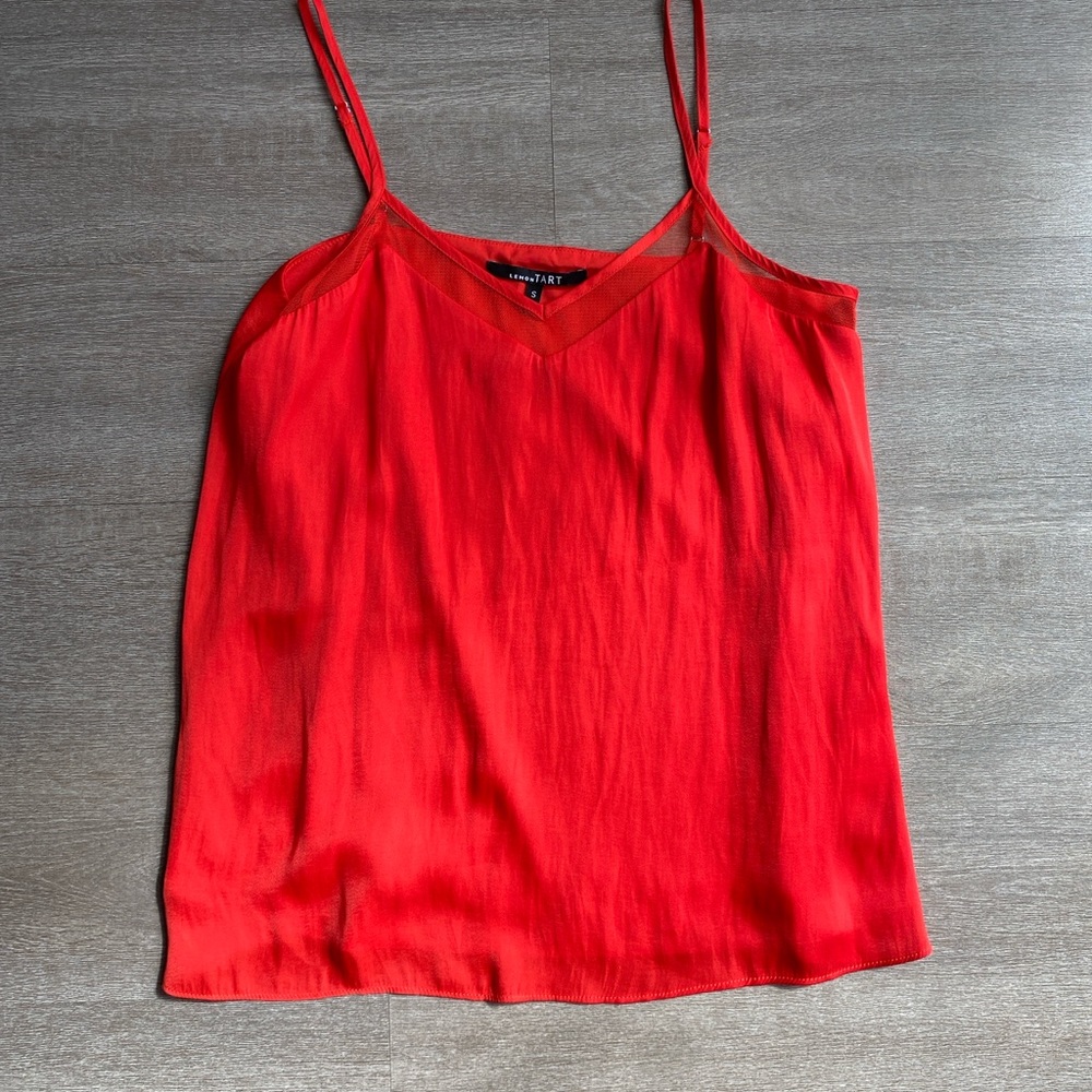 Small LemonTART Red Mesh Detail Cami Top with Adjustable Straps 1165